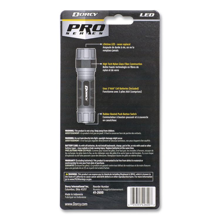 Unbreakable Pro Compact Flashlight, 3 AAA Batteries (Included), Black