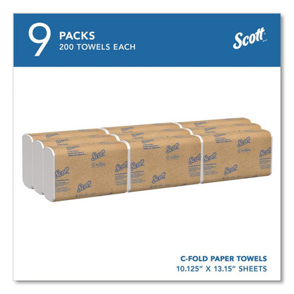 Essential C-Fold Towels for Business, Convenience Pack, 1-Ply, 10.13 x 13.15, White, 200/Pack, 9 Packs/Carton