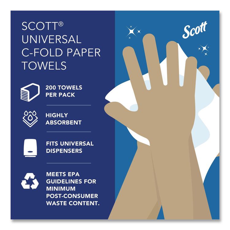 Essential C-Fold Towels for Business, Convenience Pack, 1-Ply, 10.13 x 13.15, White, 200/Pack, 9 Packs/Carton