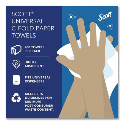 Essential C-Fold Towels for Business, Convenience Pack, 1-Ply, 10.13 x 13.15, White, 200/Pack, 9 Packs/Carton