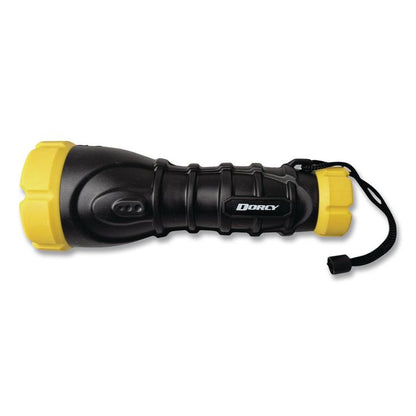 Durable Rubber Flashlight, 3 AA Batteries (Included), Black/Yellow