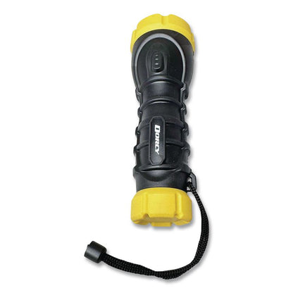 Durable Rubber Flashlight, 3 AA Batteries (Included), Black/Yellow