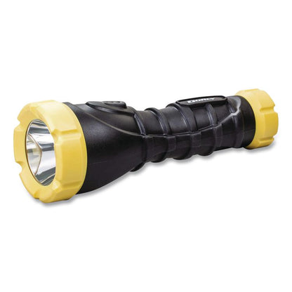 Durable Rubber Flashlight, 3 AA Batteries (Included), Black/Yellow