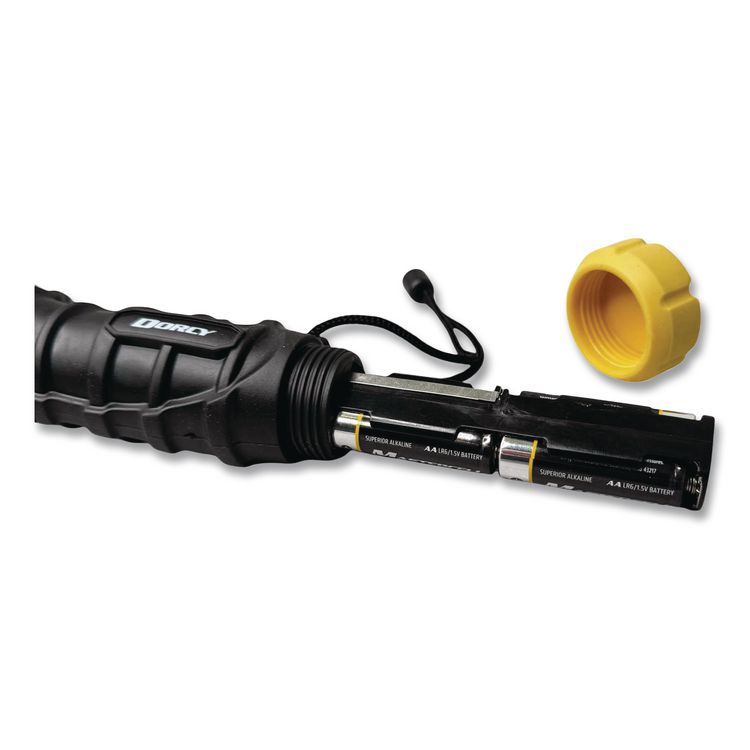 Durable Rubber Flashlight, 3 AA Batteries (Included), Black/Yellow