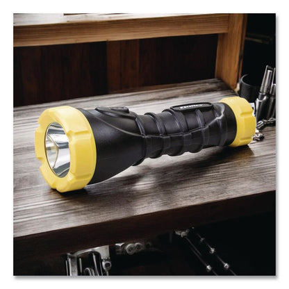 Durable Rubber Flashlight, 3 AA Batteries (Included), Black/Yellow