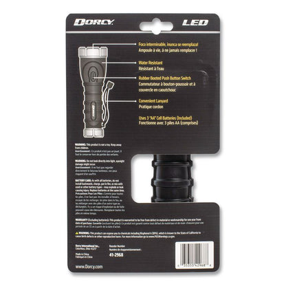 Durable Rubber Flashlight, 3 AA Batteries (Included), Black/Yellow