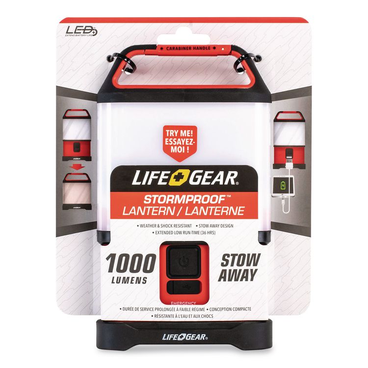 LifeGear Stormproof Stow Away Lantern, 4 AA Batteries (Included), Red