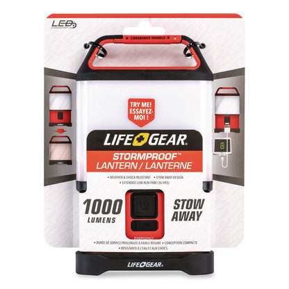 LifeGear Stormproof Stow Away Lantern, 4 AA Batteries (Included), Red