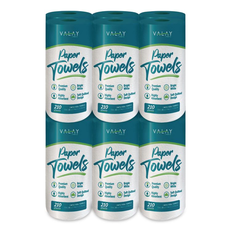 Kitchen Roll Towel, 2-Ply, 8 x 11, White, 210 Sheets/Roll, 12 Rolls/Carton