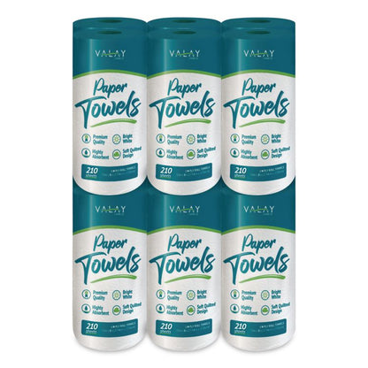 Kitchen Roll Towel, 2-Ply, 8 x 11, White, 210 Sheets/Roll, 12 Rolls/Carton