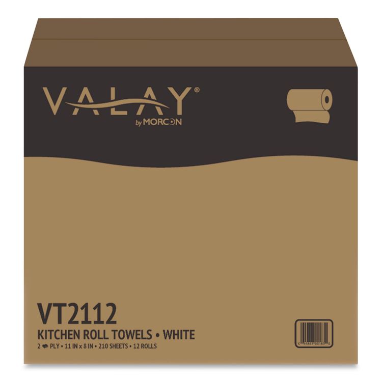 Kitchen Roll Towel, 2-Ply, 8 x 11, White, 210 Sheets/Roll, 12 Rolls/Carton