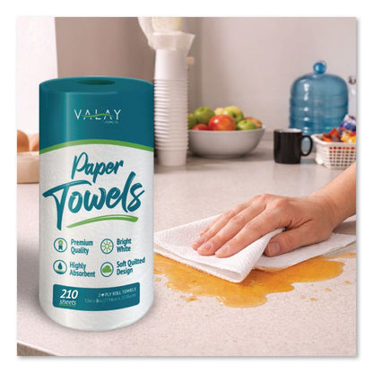 Kitchen Roll Towel, 2-Ply, 8 x 11, White, 210 Sheets/Roll, 12 Rolls/Carton