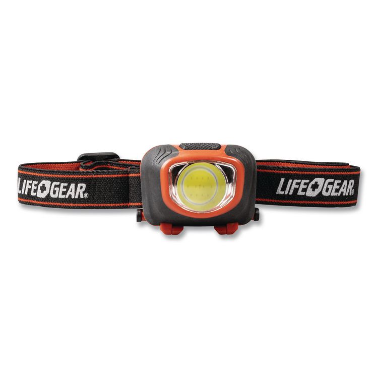 LifeGear Storm Proof Headlamp, 3 AAA Batteries (Included), Black/Red