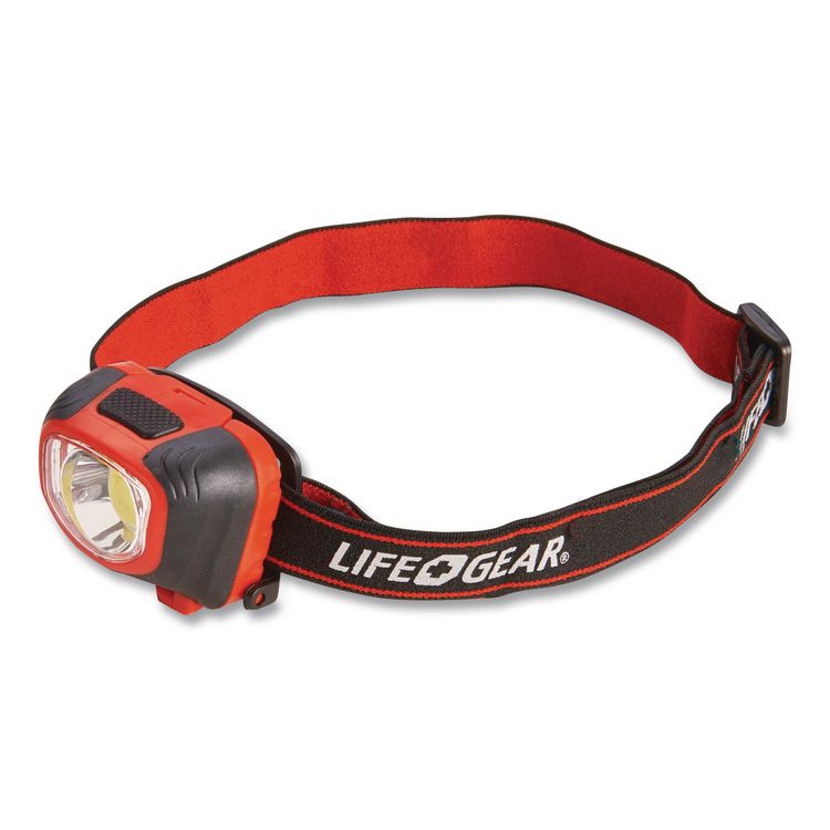 LifeGear Storm Proof Headlamp, 3 AAA Batteries (Included), Black/Red