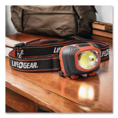 LifeGear Storm Proof Headlamp, 3 AAA Batteries (Included), Black/Red