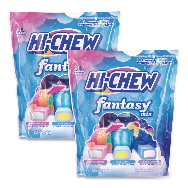 Stand Up Pouch Fantasy Mix, Rainbow Sherbet/Blue Hawaii/Blue Raspberry, 11.65 oz Pouch, 2/Carton