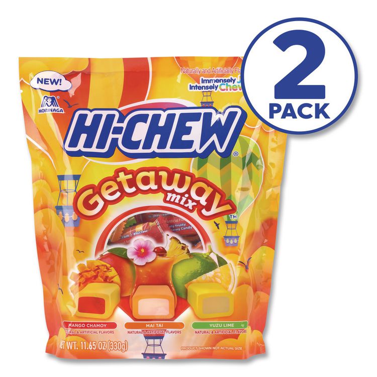 Stand Up Pouch Getaway Mix, Mango Chamoy/Mai Tai/Yuzu Lime, 11.65 oz Pouch, 2/Carton