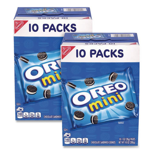 Mini Oreo's, Chocolate,1 oz Bag, 10 Bags/Box, 2 Boxes/Carton