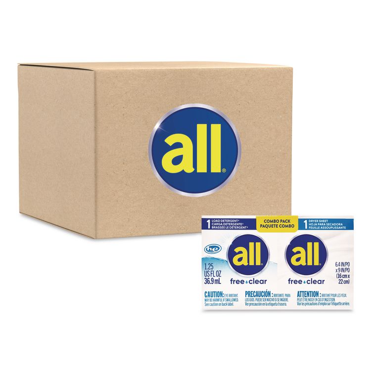 Free Clear HE Liquid Laundry Detergent/Dryer Sheet Dual Vend Pack, 100/Carton
