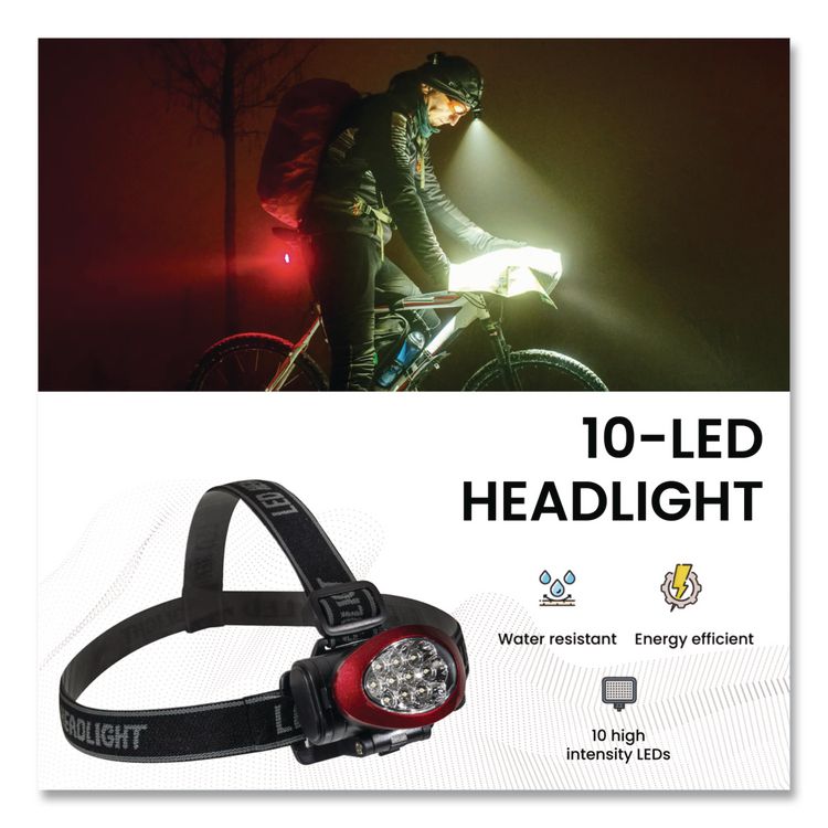 LED Headlights, 3 AAA Batteries (Included), Red