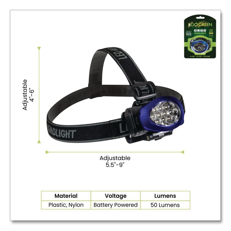 LED Headlights, 3 AAA Batteries (Included), Blue