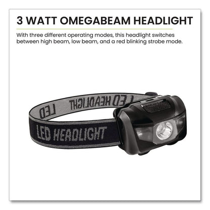LED Headlights, 3 AAA Batteries (Included), Black