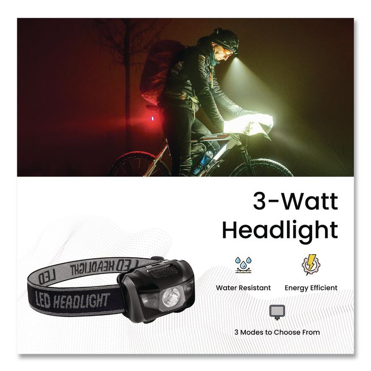 LED Headlights, 3 AAA Batteries (Included), Black