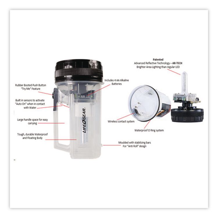 LifeGear AR Tech Spotlight and Lantern, 4 AA Batteries Included, Clear