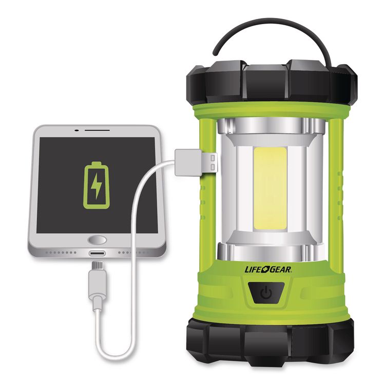 LifeGear Rechargeable Green Lantern and Power Bank, Rechargeable Lithium Ion Battery (Included), Green