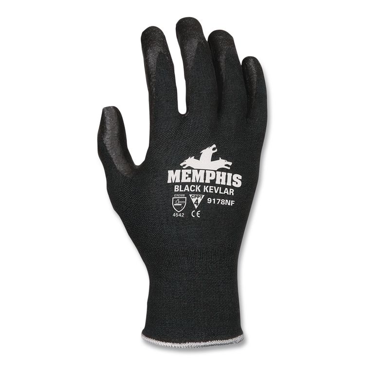 Nitrile Coated Kevlar Gloves, EN388: 4542, 10" Long, Large, Black, Pair