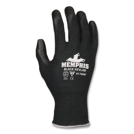 Nitrile Coated Kevlar Gloves, EN388: 4542, 10" Long, Large, Black, Pair