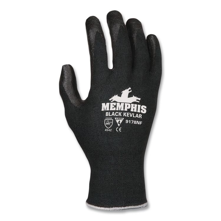 Nitrile Coated Kevlar Gloves, EN388: 4542, 11" Long, X-Large, Black, Pair