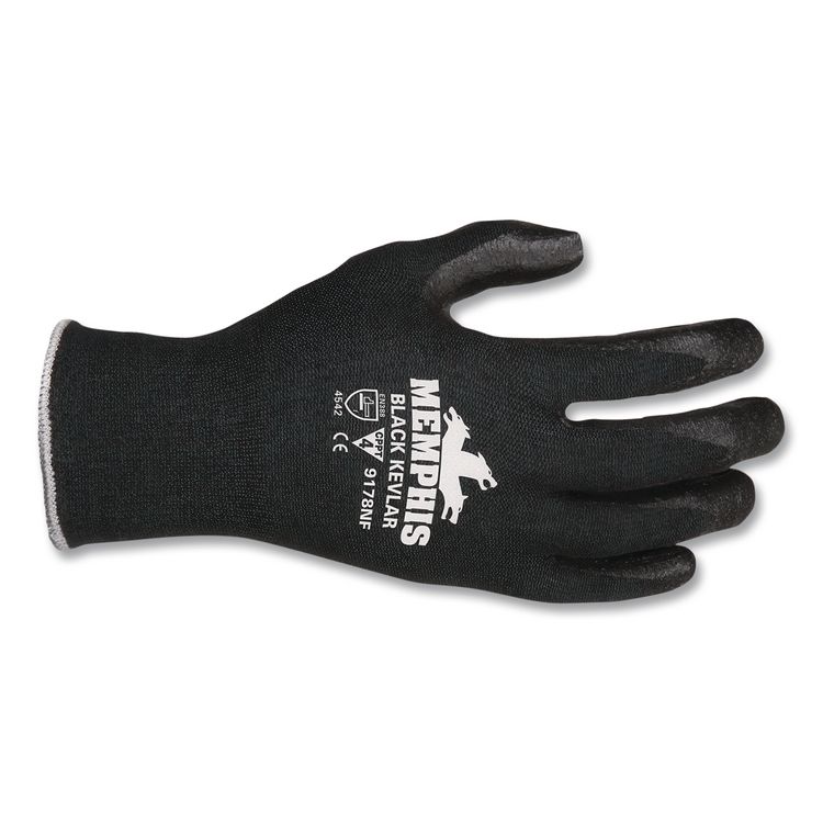 Nitrile Coated Kevlar Gloves, EN388: 4542, 11" Long, X-Large, Black, Pair