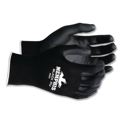 Economy PU Coated Work Gloves, EN388: 2121, 12" Long, X-Large, Black, 12 Pairs