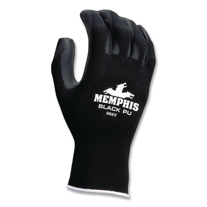 Economy PU Coated Work Gloves, EN388: 2121, 12" Long, X-Large, Black, 12 Pairs