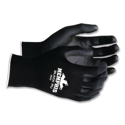Economy PU Coated Work Gloves, EN388: 2121, 12" Long, X-Small, Black, 12 Pairs
