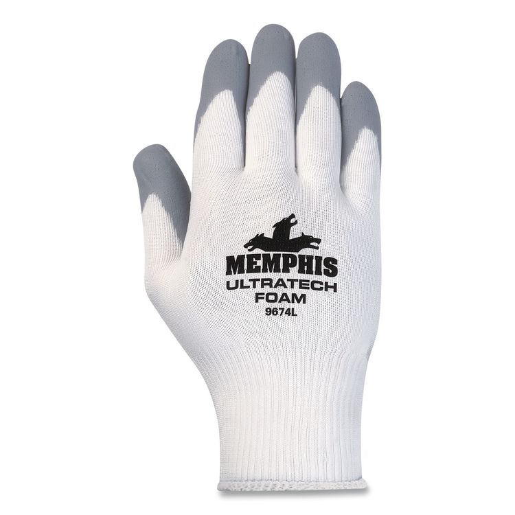 Ultra Tech Foam Nitrile Gloves, EN388: 3121, X-Large, Gray/White, 12 Pairs