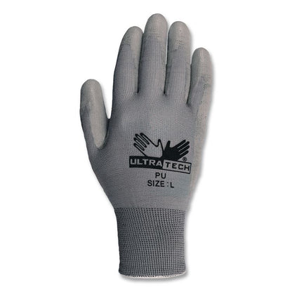 Ultra Tech Tactile Dexterity Work Gloves, EN388: 4131, Large, White/Gray, 12 Pairs