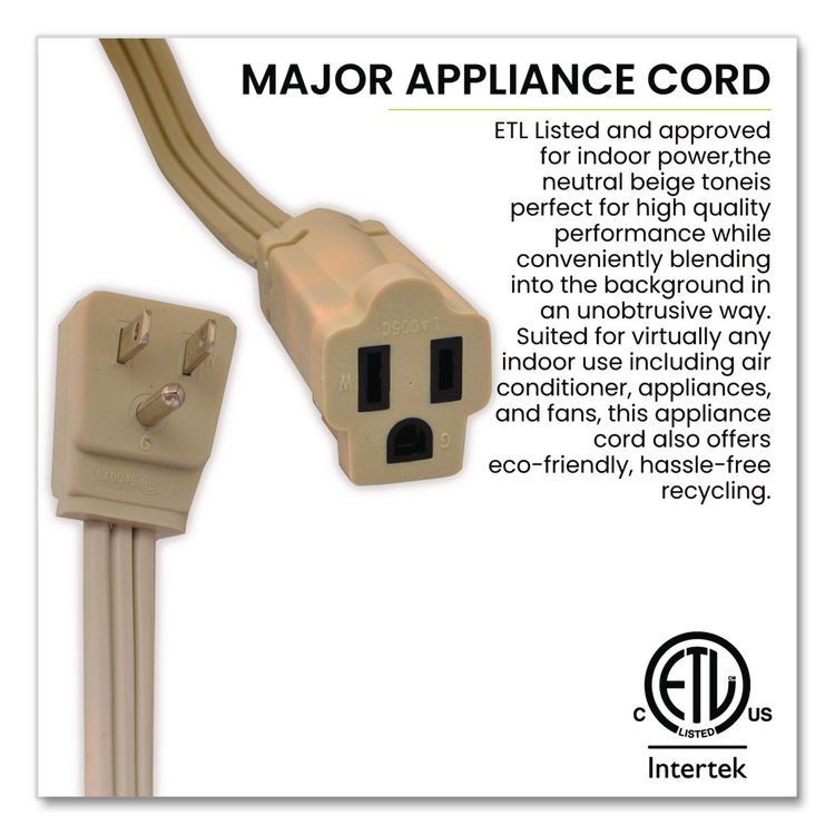 Appliance Cords, 6 ft, 15 A, Beige
