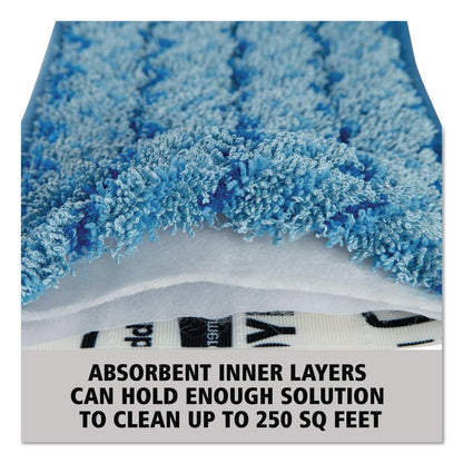 Microfiber Wet Mopping Pad, 24" Long, Split Nylon/Polyester Blend, Blue, 12/Carton