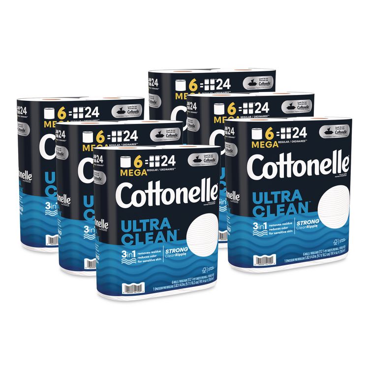 Ultra CleanCare Toilet Paper, Strong Tissue, Septic Safe, 1-Ply, White, 284 Sheets/Roll, 6 Rolls/Pack, 36 Rolls/Carton