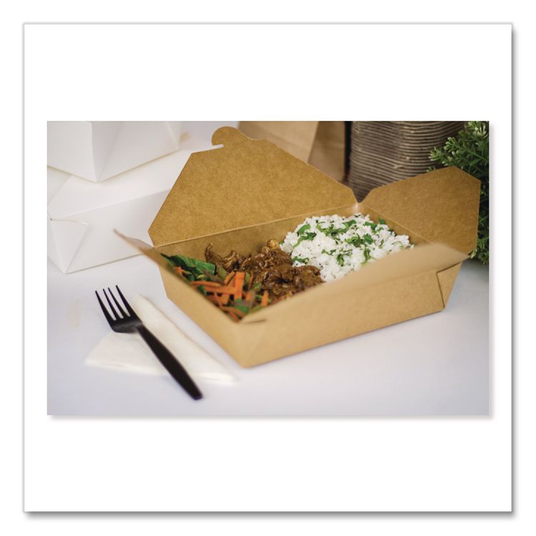 Reclosable Kraft Take-Out Box, 76 oz, 8.58 x 6.28 x 2.4, Brown, Paper, 200/Carton