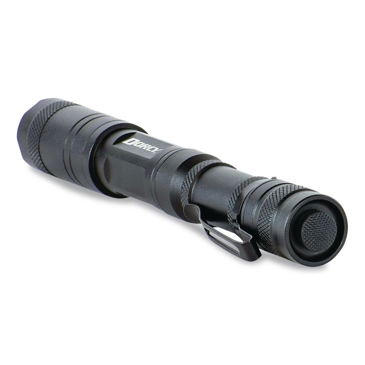 Aluminum Slide Focus Flashlight, 2 AA Batteries (Included), Black