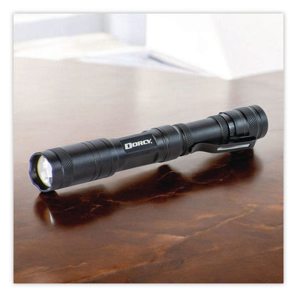 Aluminum Slide Focus Flashlight, 2 AA Batteries (Included), Black
