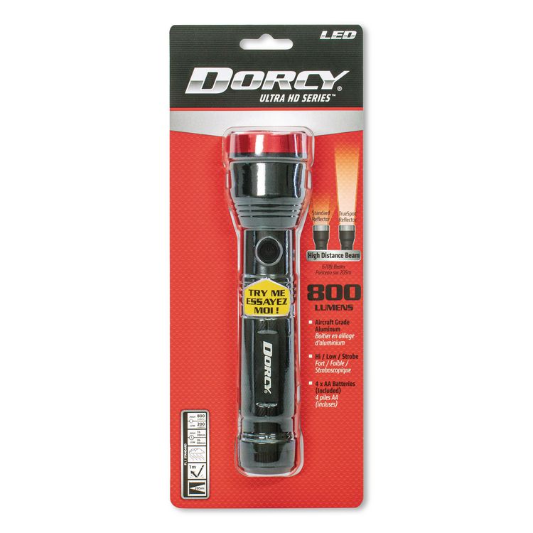 Ultra HD Aluminum Flashlight, 4 AA Batteries (Included), Black