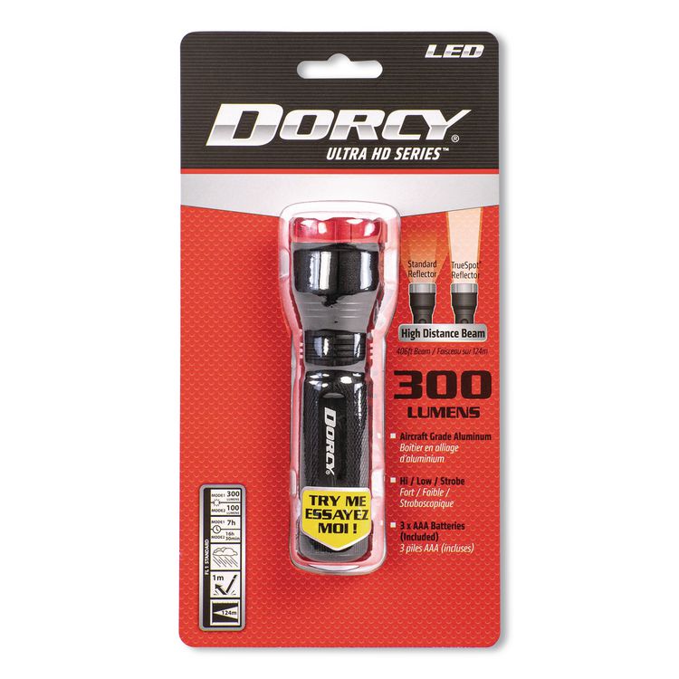 Ultra HD Aluminum Flashlight, 3 AAA Batteries (Included) Black