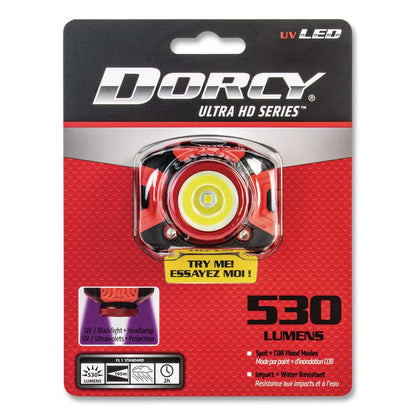 Ultra HD UV Headlamp, 3 AAA Batteries (Included), Red/Black