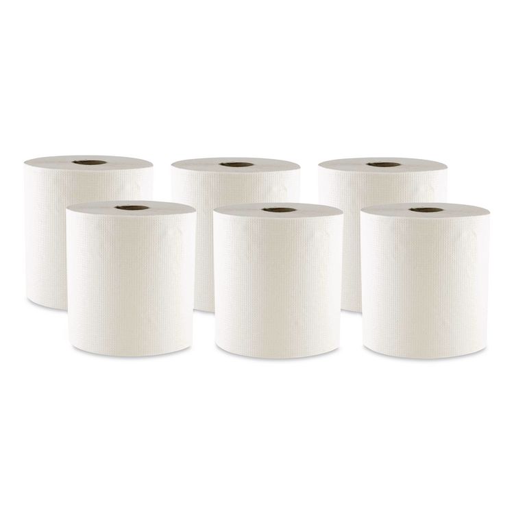 Hard Wound Towel, 1 Ply, 8" x 700 ft, White, 6/Carton