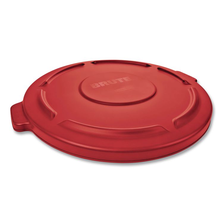 BRUTE Self-Draining Flat Top Lids for 32 gal Round BRUTE Containers, 22.25" Diameter, Red