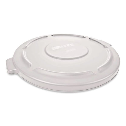 BRUTE Self-Draining Flat Top Lids for 32 gal Round BRUTE Containers, 22.25" Diameter, White